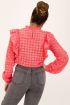 Roze blouse met ruffle kraag & embroidery