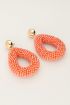 Coral statement earrings with rhinestones  |  My Jewellery