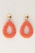 Coral statement earrings with rhinestones  |  My Jewellery