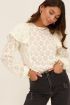 Crème blouse met bloemen & ruffles | My Jewellery