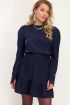 Donkerblauwe jurk met pofmouwen