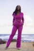 Donkerpaarse pantalon linnen look