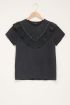 Donkergrijs T-shirt met ruffles & studs | My Jewellery