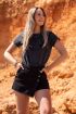 Donkergrijs T-shirt met ruffles & studs | My Jewellery