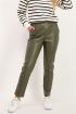 Donkergroene broek leatherlook | Broeken | My Jewellery