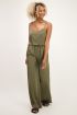 Donkergroene broek satijnen look