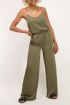 Donkergroene broek satijnen look