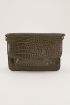 Donkergroene schoudertas croco print