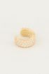 Earcuff breed strass wit, earcuff ringetje