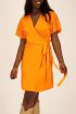 Fel oranje wikkeljurk met korte mouwen | My Jewellery