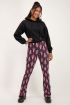 Zwarte flared broek met boho print