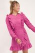 Fuchsia jurk met embroidery & ruffles