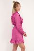 Fuchsia jurk met embroidery & ruffles