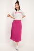 Fuchsia midi rok met structuur
