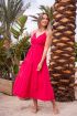 Fuchsia maxi jurk met spaghettibandjes & open rug | My Jewellery