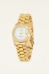 Goud horloge met schakelband & witte wijzerplaat | My Jewellery