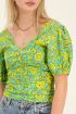 Green floral print top with puff sleeves | My Jewellery