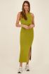 Green ribbed maxi dress with split | My Jewellery