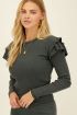 Grey long-sleeved top with ruffles | My Jewellery