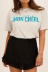 Grijs T-shirt met blauwe mon chéri tekst | My Jewellery