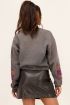 Grijze sweater met bloemen embroidery | My Jewellery