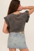 Grijze top met ruffle mouwen | My Jewellery