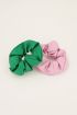 Groen & roze scrunchie leatherlook set | My Jewellery