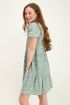 Groene jurk met pofmouw en V-hals