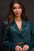 Donkergroene satijnen look blazer cropped