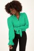 Groene blouse linnen look met knoop