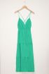 Groene maxi jurk met spaghettibandjes & open rug | My Jewellery