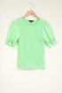 Groene smock top met ruffle pofmouw