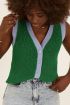 Groene spencer met blauwe band & knopen | My Jewellery