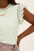 Groene top met broderie & volants | My Jewellery