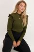 Green top featuring shoulder ruffles | Tops | My Jewellery