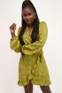 Groene wikkeljurk jacquard