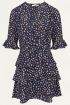 Donkerblauwe overslagjurk cheetah, dalmatier print
