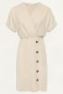 Beige midi jurk met knopen, middellange jurk My Jewellery