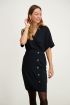 Zwarte midi jurk met knopen, middellange jurk My Jewellery
