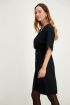 Zwarte midi jurk met knopen, middellange jurk My Jewellery