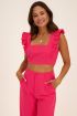 Koraal-roze cropped top met ruffles| My Jewellery