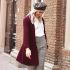 Lang gebreid vest bordeaux