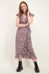 Paarse midi jurk met bloemen