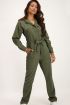 Legergroene jumpsuit met lange mouwen