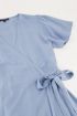 Blauwe korte wikkeljurk in viscose