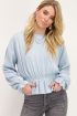 Lichtblauwe top met structuur & peplum