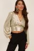 Metallic top met lange mouwen & overslag | My Jewellery