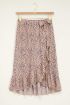 Beige midi rok met ruffle
