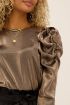 Metallic top met pofmouwen | Bruine top | My Jewellery
