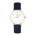 Klein horloge in donkerblauw met slangenprint, smal horloge